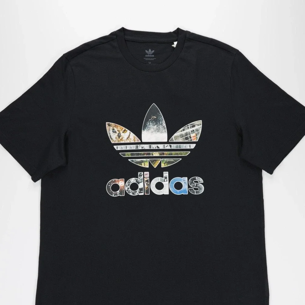 Adidas Originals Men's Crew Neck Short Sleeve Dill Graphic T-Shirts Black Size M